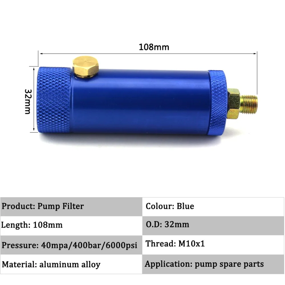 PCP Пейнтбол Airforce 300 бар 4500psi ручной насос фильтр с предохранительным клапаном M10x1 водно-масляный сепаратор фильтрации воздуха 50 см шланг 8 мм