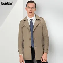 BOLUBAO мужской осенний Тренч, мужской длинный отложной воротник, сплошной цвет, приталенная мужская куртка-ветровка, деловой Повседневный Тренч