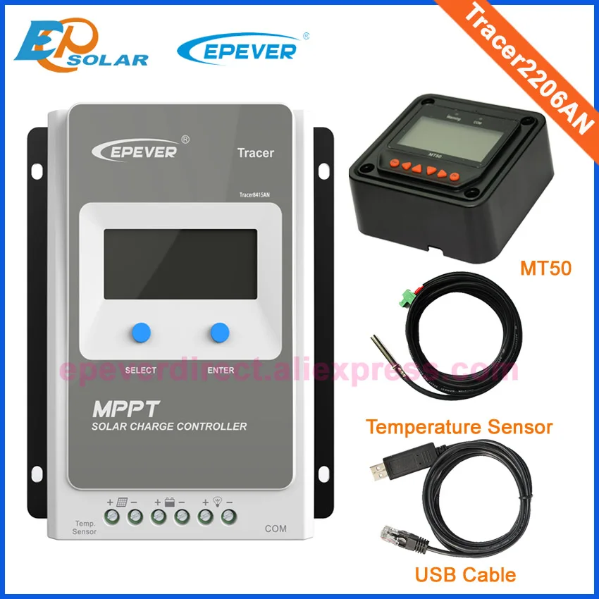 

20A EPEVER Solar Panels Controller EPsolar MPPT Tracer2206AN 12V/24V automatic work Charger Battery 20amps MT50 Meter