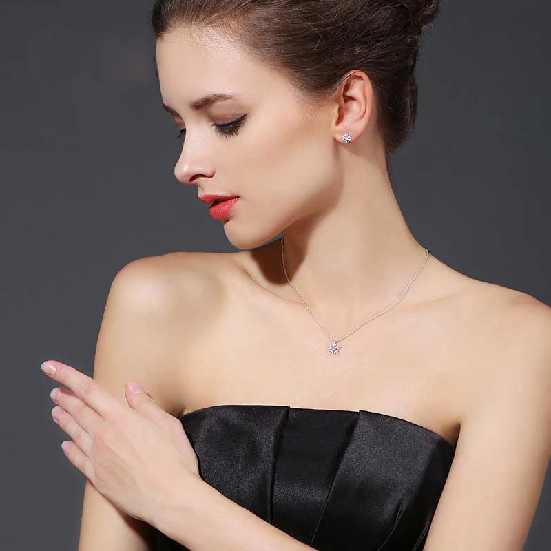 Модное милое серебряное ожерелье-цепочка Снежинка с цирконием женские ожерелья 925 ювелирные изделия