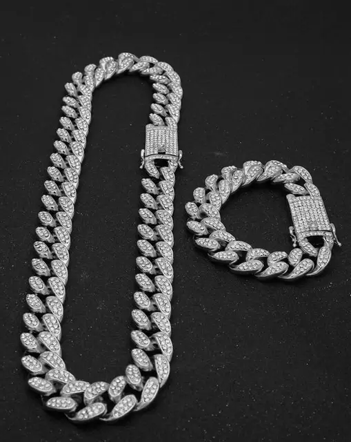 13mm Iced Out Cuban Necklace Chain Hip 