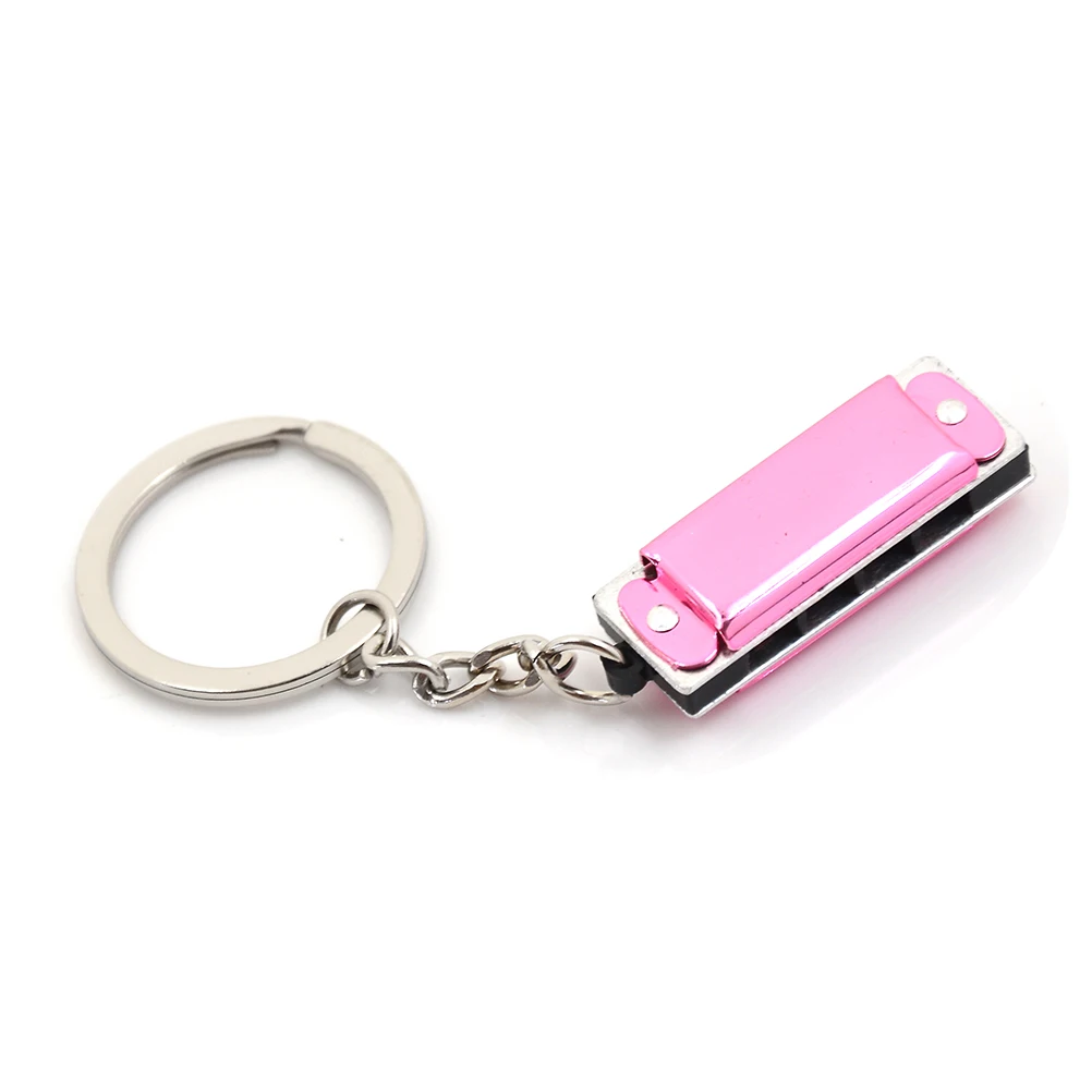 1 шт 4 отверстия 8 тон Мини-Автомобильный ключ кольцо брелок гармоника Kid Игрушка гармоника подарок - Название цвета: Розовый