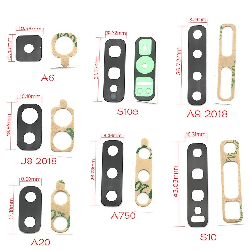 

20pcs/lot Rear Back Camera Glass Lens Cover with Adhesive Sticker For Samsung S10 S10e A6 J8 A7 A750 A9 2018