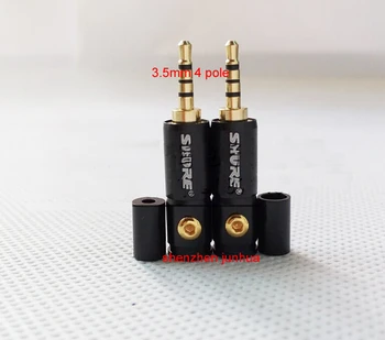 

10pcs\lot 2.5mm Black Plug solder Adapter 4 Tracks Stereo Audio Brass Connector for shure 2 tail cuff Free Shipping
