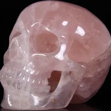 Xd j00544 розовая Роза Хрустальный вырезанный череп из кварца, супер реалистичный, исцеляющий