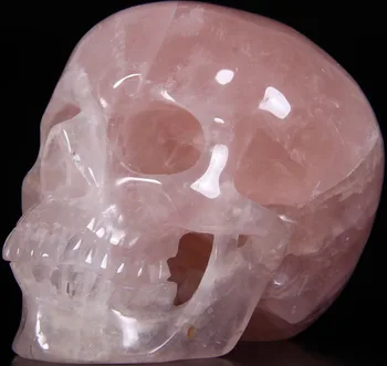

xd j00544 PINK ROSE QUARTZ Carved Crystal Skull, Super Realistic, Healing
