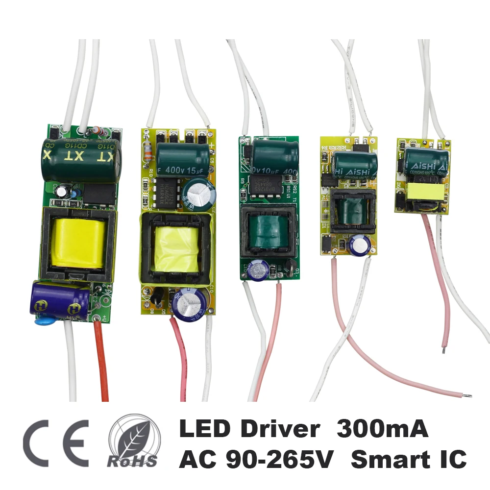 Светодиодный блок питания 1 Вт, 3 Вт, 5 Вт, 18 Вт, 25 Вт, ток 300 мА, светильник, трансформатор, адаптер, AC85-265V, светодиодный светильник, лампа