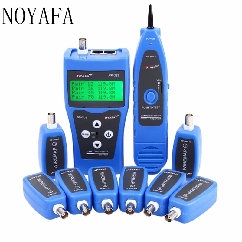 

Noyafa NF-388 English Version Multi-functional Network Cable Tester Remote Cable Tracker RJ45 RJ11 LAN Tester LCD Display Bule