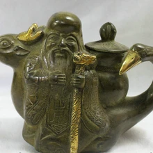 Песня voge gem S2463 " Клеймо Китайский Бронзовый Золотой Олень Кран Бог Долголетия Вино Tea Pot Кувшин