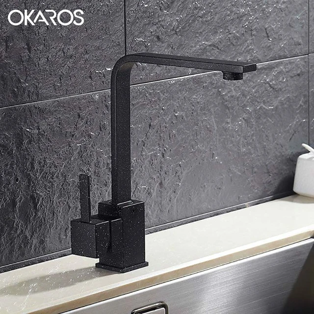 Special Price OKAROS New Design Kitchen Faucet Quartz Stone Brass Body 360 Degree Rotation Vessel Sink Basin faucet Hot Cold Water Mixer Tap