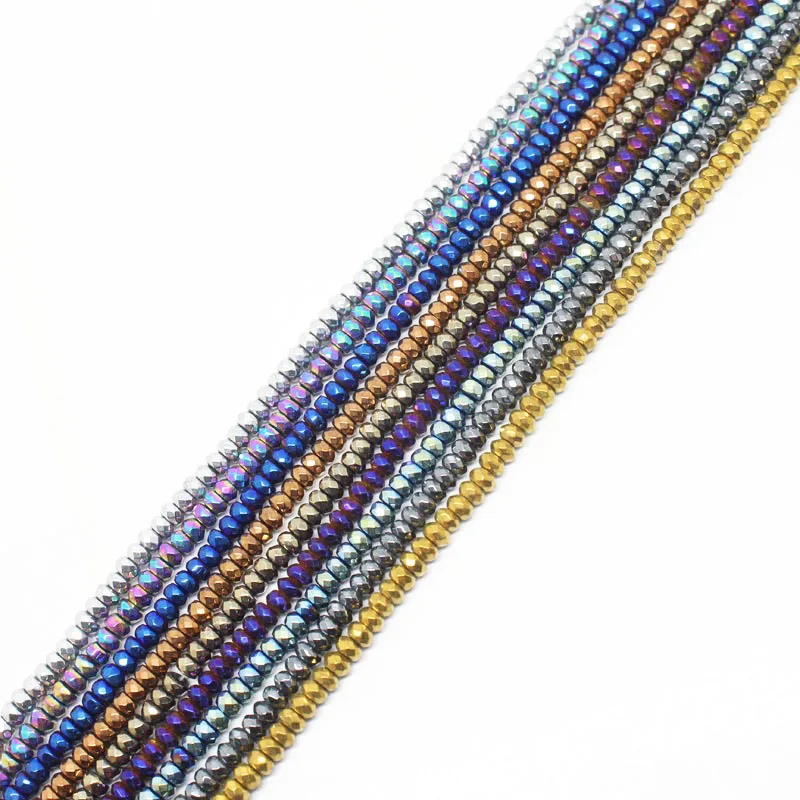 

Mini. Order is $7! 2x3mm Faceted Multicolor iron pyrite Hematite ironstone Rondelle abacus bead Oval DIY Loose Beads 15"