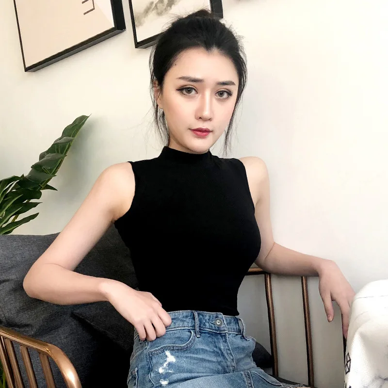 WHITNEY WANG весна лето Модная уличная одежда корейский стиль без рукавов тонкая трикотажная майка женская футболка футболки для девочек топы