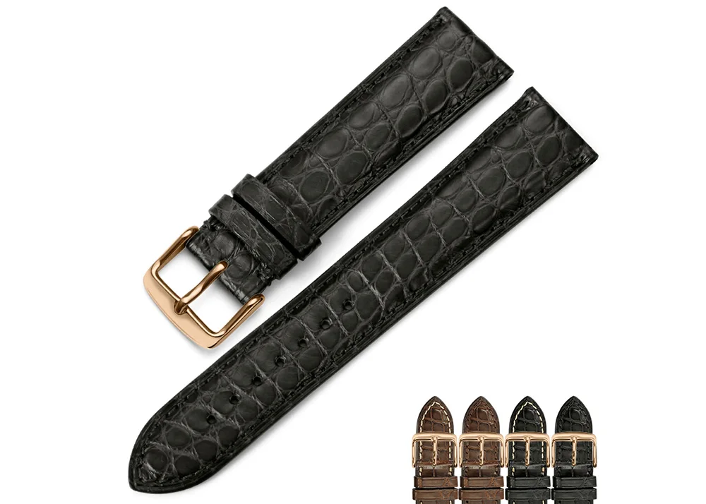 

iStrap Leather watch strap 18mm 19mm 20mm 21mm 22mm alligator leather Black brown color watch band