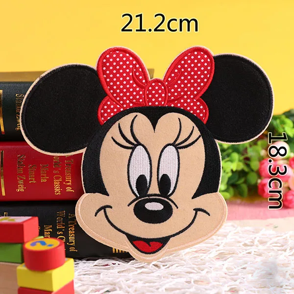 

Big size Embroidered Iron-on Patches Cloth Sewing DIY Applique Sticker handmade Cartoon decoration Minnie Mickey