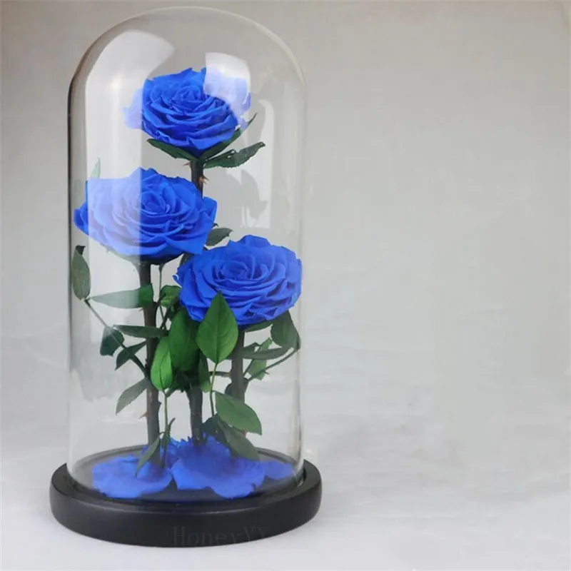 

Handmade Preserved Never Withered Real Rose Flower Real Fallen Petals Luxury Glass Dome Gift for Lover Valentine Day Birthday We