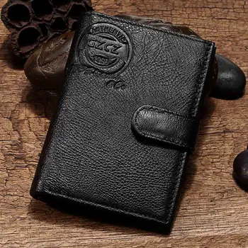 

GZCZ 2019 Genuine Leather Men Wallet Designer Cow Leather Casual Short Men Purse Bag Leather portefeuille homme