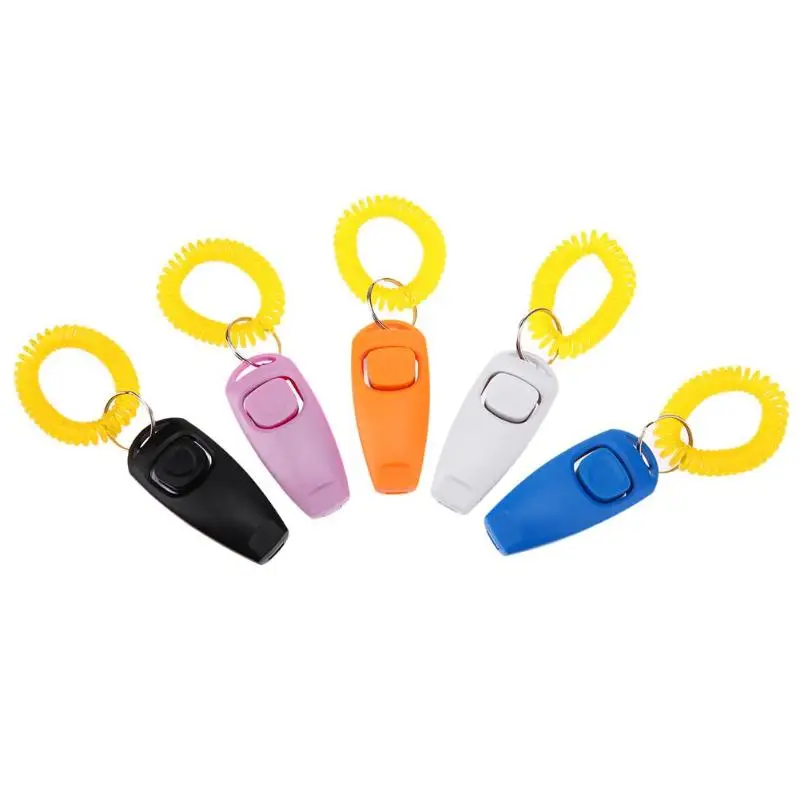 Mini Pet Trainer Clicker Pet Dog Cat Training Key Ring Whistles and Wrist Strap Pets Training Products Tools