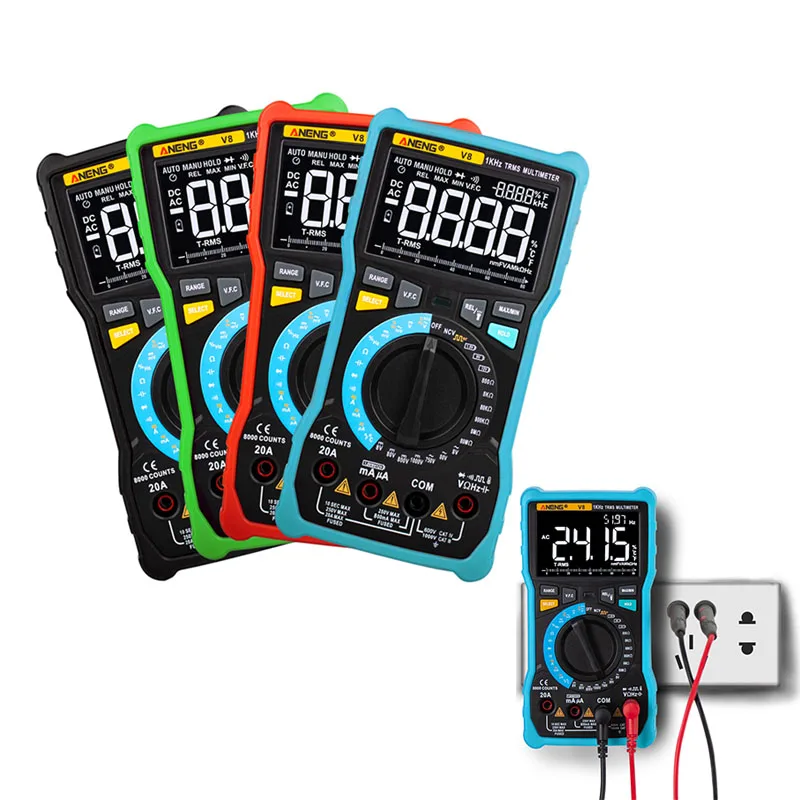 

Dual Mode True RMS Digital Multimeter Auto Range 8000 Counts Display V.F.C Inverter Measurement AC/DC Voltage Ammeter BS
