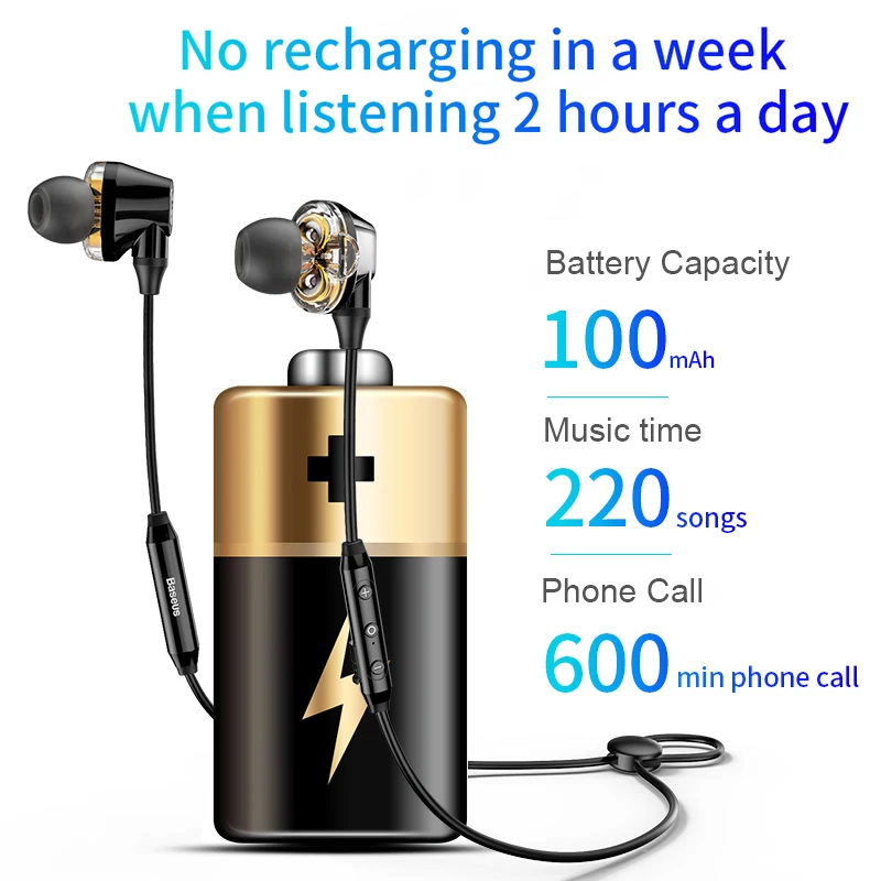 Цена Baseus S10 Bluetooth наушники беспроводные наушники для телефона IPX5 двойной драйвер гарнитура с микрофоном спортивные наушники шлем fone de ouvido