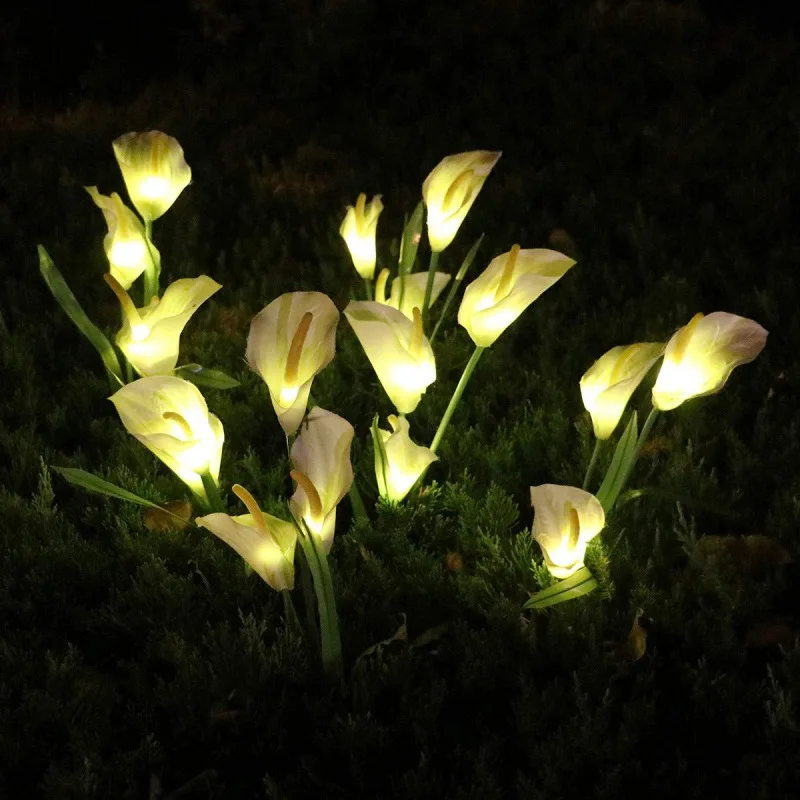 

Calla Color-Changing Lights 4 Heads Artificial LED Solar Garden Stake Lights Outdoor Waterproof Landscape Path Lights
