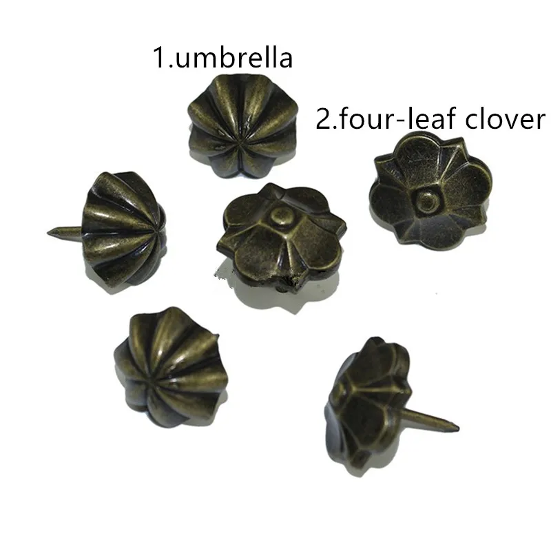 

Vintage Umbrella Four-leaf Clover Nails Decorative Tacks Stud Wooden Box Case Furniture Nails Pushpin,20*23mm,50Pcs