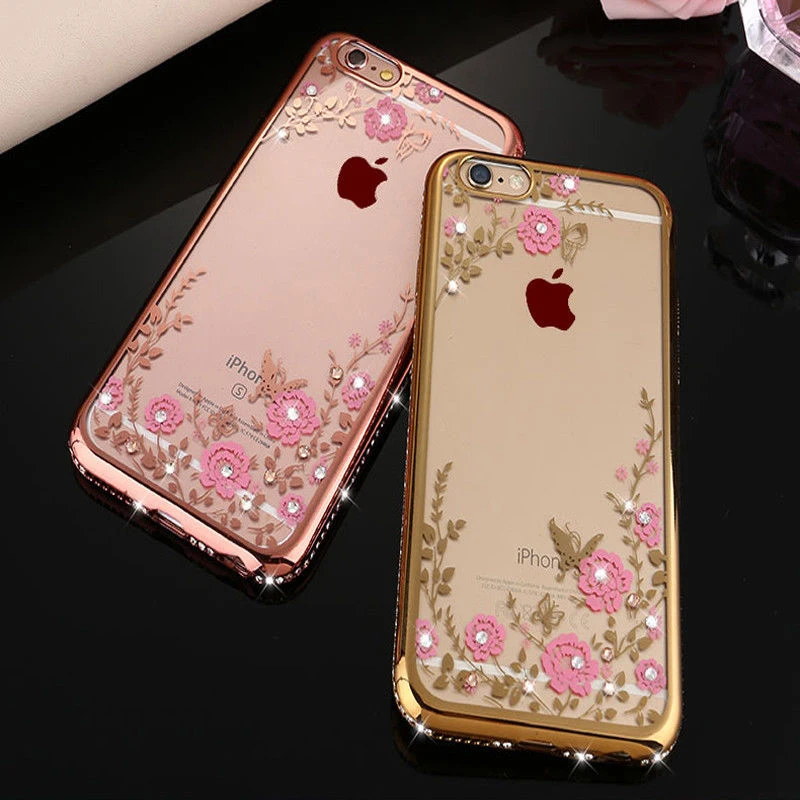 

Luxury TPU Silicone Clear Crystal Diamond Soft Phone Case Cover For iPhone X 8 iphone 7 Plus For HuaWei Mate8 P9 Protecive Case