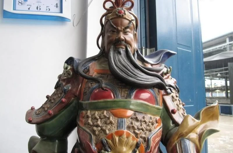 

24 Chinese Folk Pottery WuCai porcelain Dragon Guang Gong Guan Yu warrior Statue
