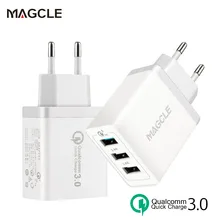 Magcle 3USB Быстрый Зарядное устройство 3,0 moible Телефон QC3.0 путешествия Зарядное устройство для смартфонов быстро стены Зарядное устройство QC3.0 EU/US/UK Plug