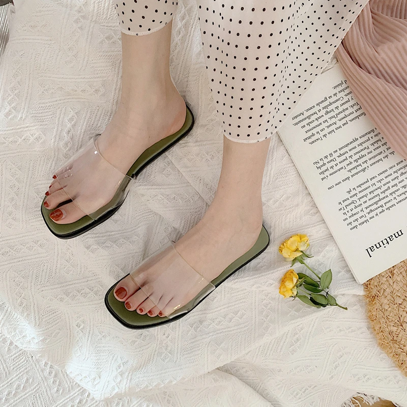 Slide Shoes Sandals Open toe PVC sole Mens Summer Casual Faux Leather Slipper