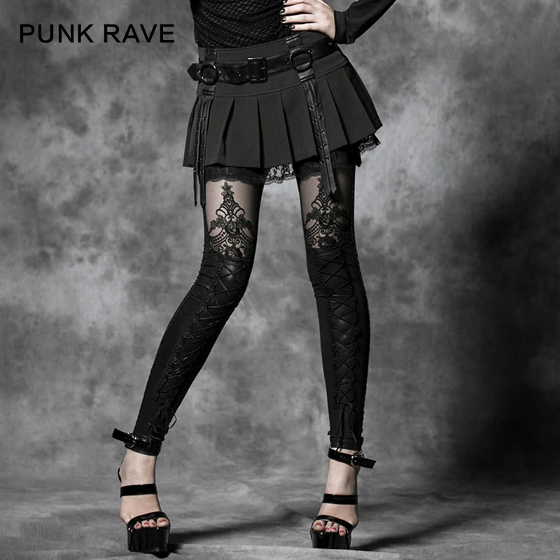 Pantalon Punk Buena Sexy Leggings Bind Elástico Moda Mujeres Encaje K Flocado 144 Rave Femme rwqAFvr