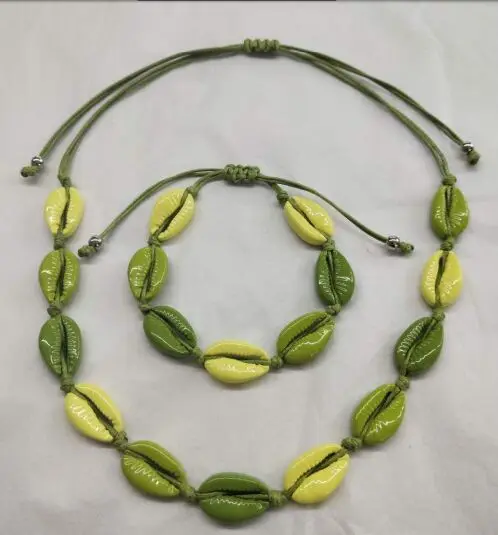 

1set Seashells Collar Choker Necklace Women Natural Shells Bohemian Jewelry Choker Simple Bracelet for Woman Girls 8091
