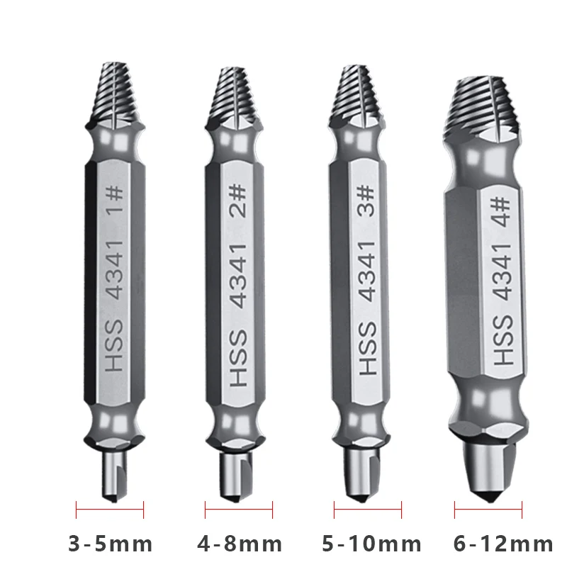 5pcs Damaged Screw Extractor Drill Bits Double Side Damage Easy Out Stud Reverse Screw Extractor To
