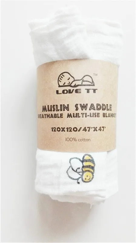 Детские муслиновые одеяла Пеленальный конверт для Новорожденных Обертывание муслиновая пеленка черно-белый младенческий parisarc Hero Mask Cross - Цвет: bee