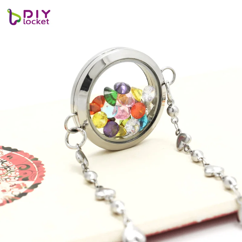 DIY Charms Bracelet Fashion Jewelry Round Stainless Steel Floating