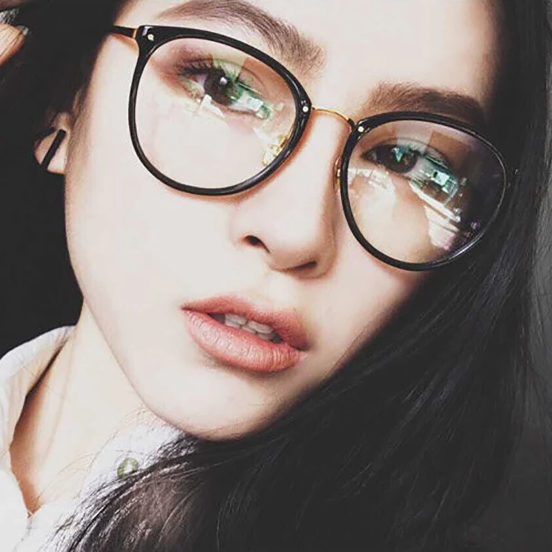SHAUNA Fashion Women Round Glasses Frame Metal Legs Clear Lens Eyewear