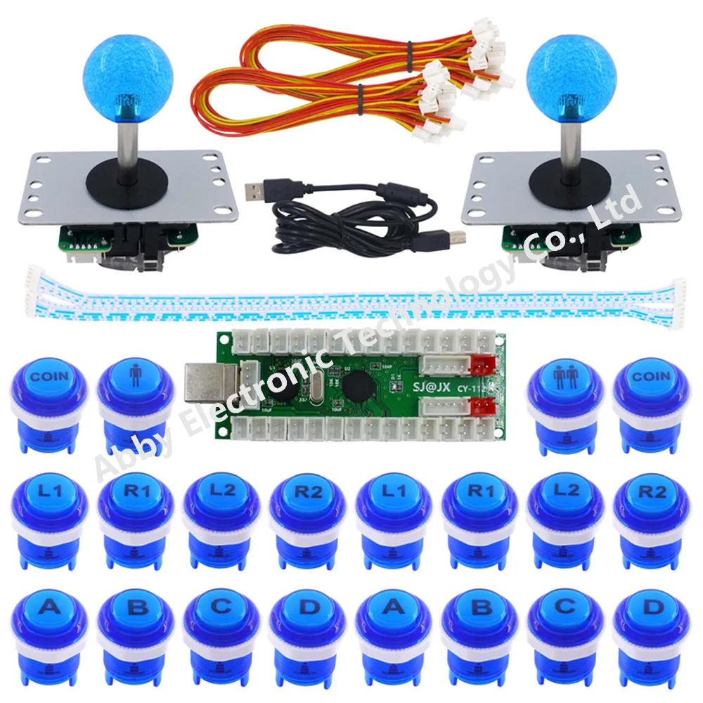2 игрока светодиодный аркадная игра DIY Kit PC MAME Raspberry Pi светодиодный джойстик с нулевой задержкой USB энкодер Retropie