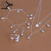 Лидер продаж посеребренные комплект ювелирных изделий, Дешевые Свадебные вечерние Наборы для ухода за кожей, модные серебристые водослива Цепочки и ожерелья браслет серьги кольцо четыре штуки