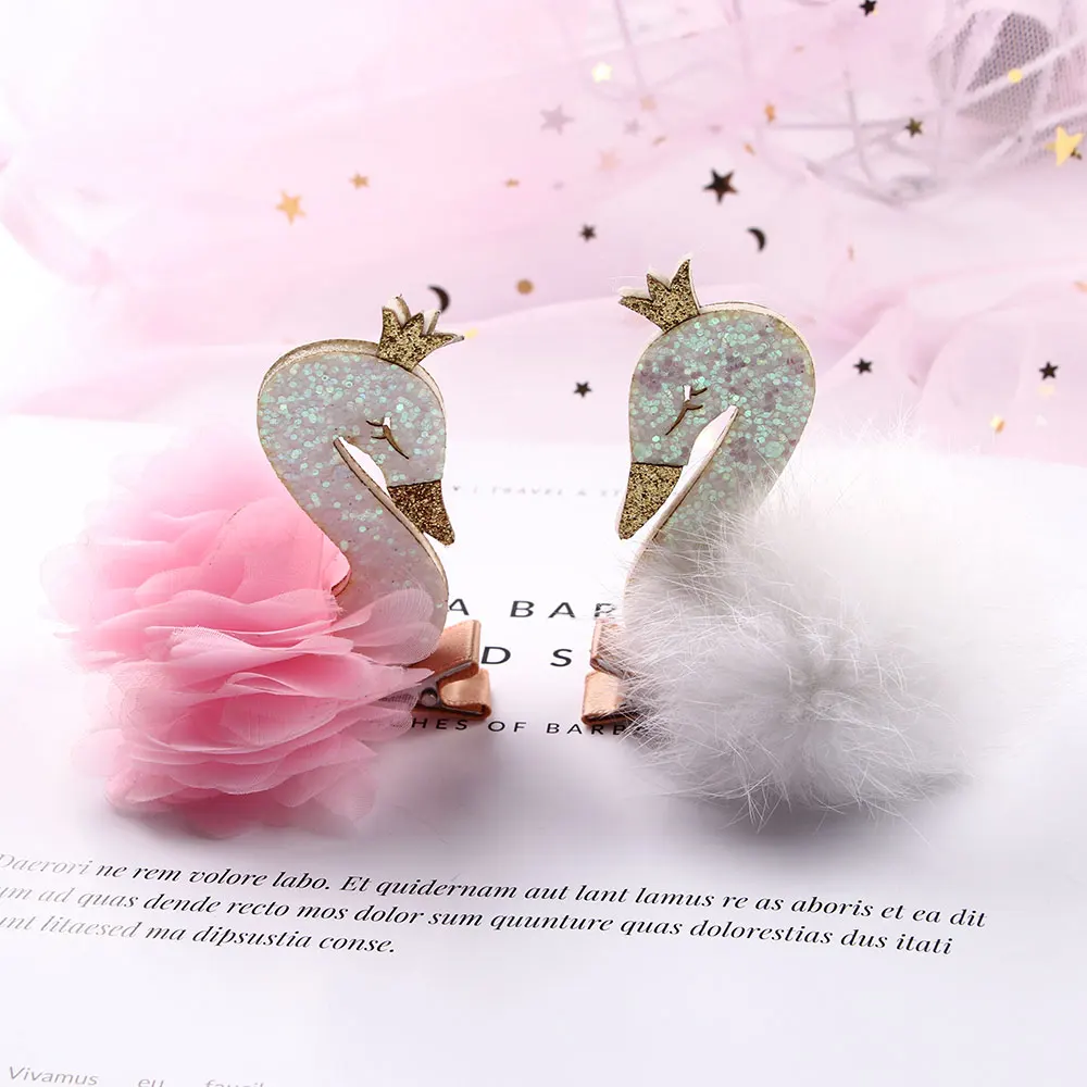

Fashion Sweet Baby Kids Princess Tiaras Hairpins Swan Shaped Flower Hair Clip Toddler Girls Hairpin Headdress Hair Accessories