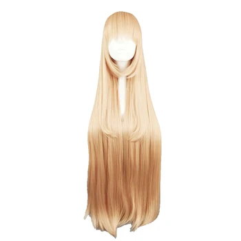 

MCOSER 100cm Long Straight Milk Orange Color Synthetic Cosplay Costume Wig 100% High Temperature Fiber Hair WIG-589A
