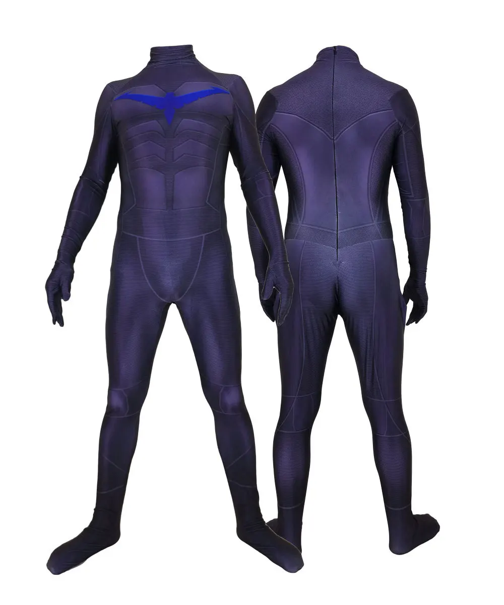 

Night wing Costume for Kid and Men Adult costumes 3D Print Halloween Party Bodysuits Jumpsuits Batman Dick Grayson Fullbody Suit