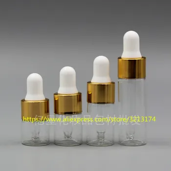 

wholesale 1ml 2ml 3ml 5ml clear glass bottle, mini sample perfume essential oil Aromatherapy Liquid Pipette Refillable Bottle