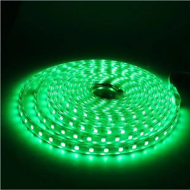 220 В SXZM 5050 Светодиодная лента светильник с переключателем вкл/выкл водонепроницаемая гибкая светодиодная лента 60 светодиодов/метр уличный садовый светильник ing EU plug - Испускаемый цвет: Green