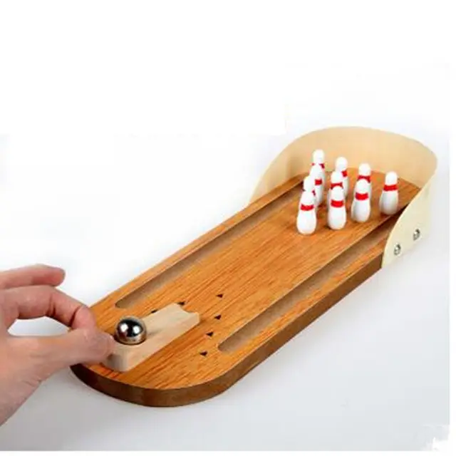 Cheap Children 's educational toys wooden mini - bowling parent - child interactive desktop game leisure decompression