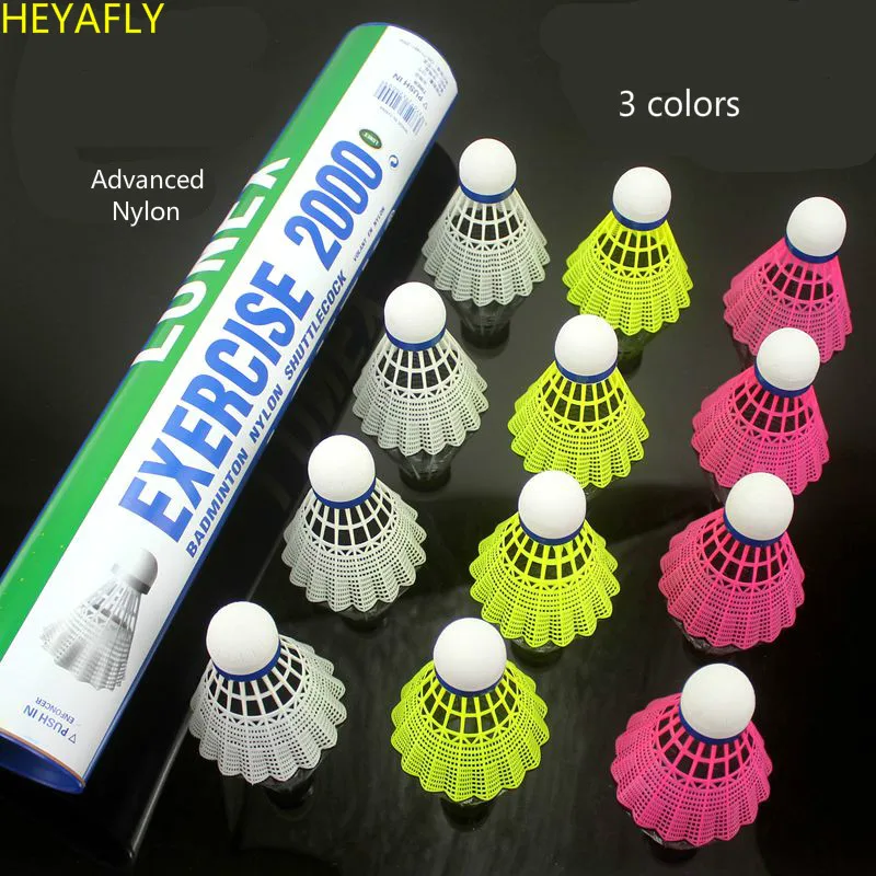 

12 Pcs/ Barrel Nylon Plastic Badminton Wear-Resistant Fitness Training White Yellow Pink Shuttlecock Optional Free Delivery
