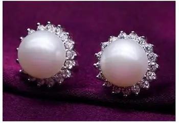 

free shipping>>>>noble jewelry gorgeous 10-11mm south sea white pearl earring 925s
