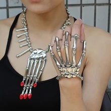 BOLIZE Único Estilo de La Moda de Halloween Esqueleto Cráneo de la Mano Elástico Brazalete de la Pulsera Envío Gratis Hombres Mujeres Traje del Partido Juego de RCH