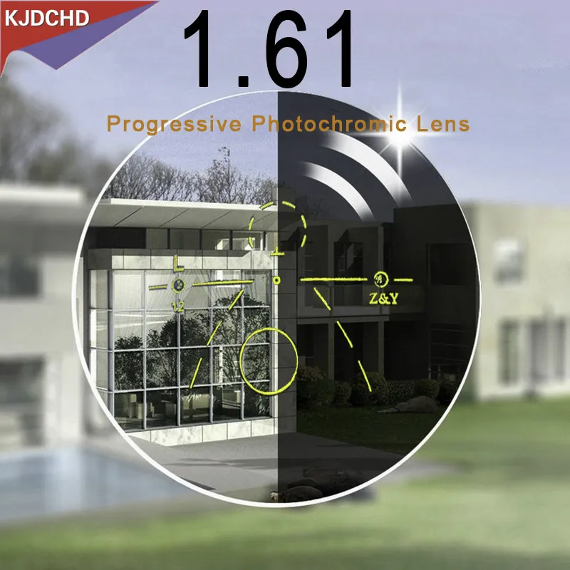 1,61 фотогрейный фоторкоричневый свободной формы мультифокальная прогрессивная фотохромная линза Заказная близорукость или линза для чтения