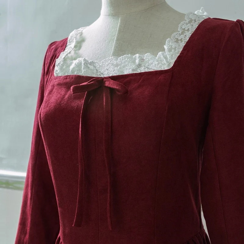 Spring Autumn Women Court Style Vintage Retro Lace