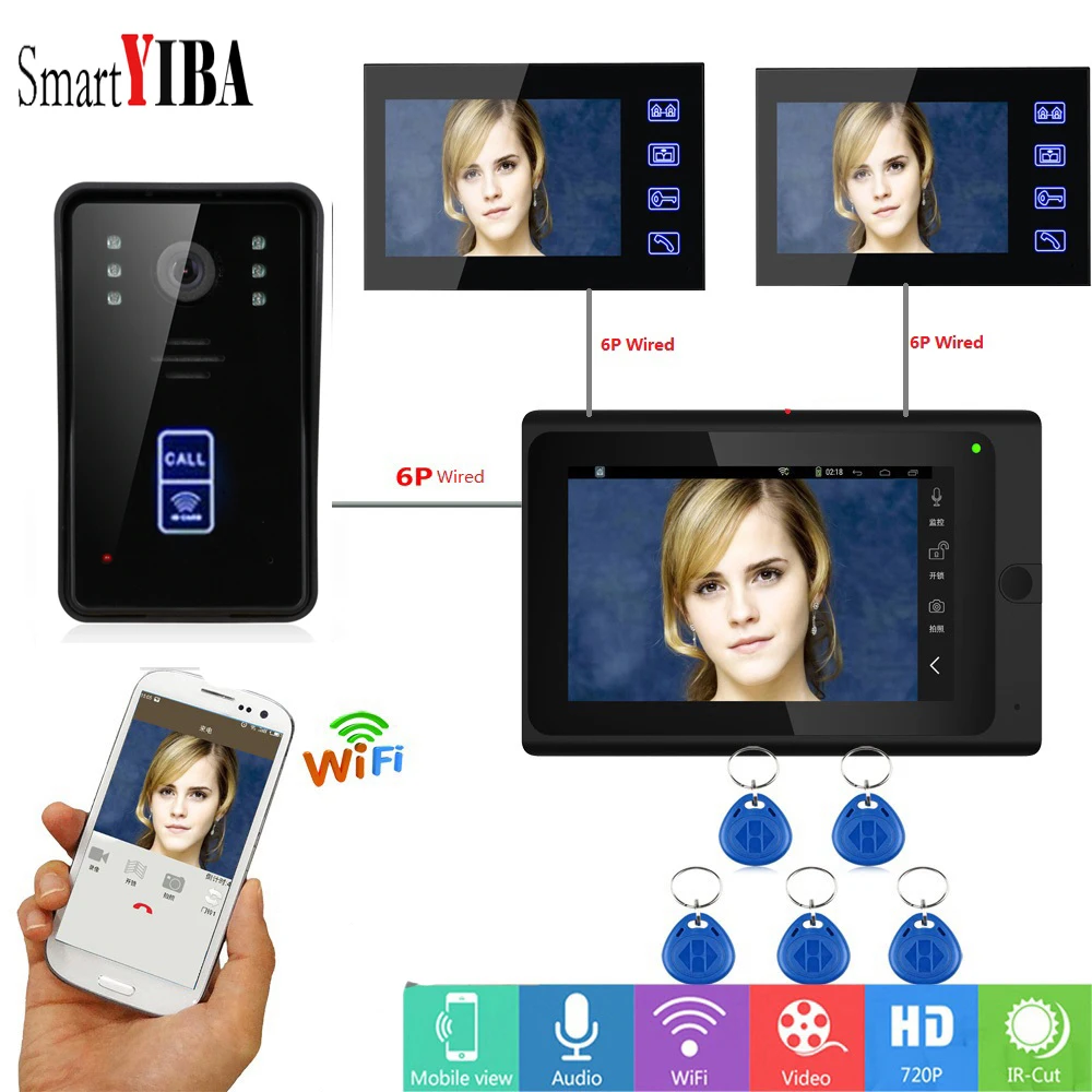 

SmartYIBA 7"HD WiFi Video Doorbell IOS/Android APP Control Wireless&Wired Security Video Door Phone Visual Recording Intercom