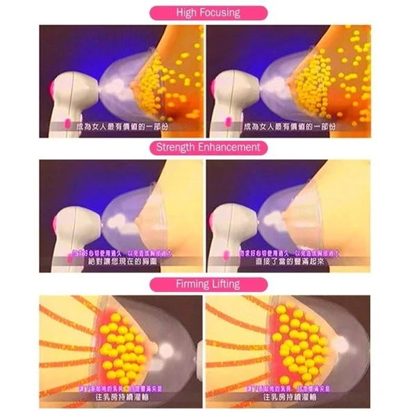 Vibrating Breast Nipple Massage Care Enlarge Enhance Vacuum Pump Cup Bust Breast Infrared Heating Suction Cup Enhancer